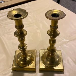 Antique candle holders - solid brass